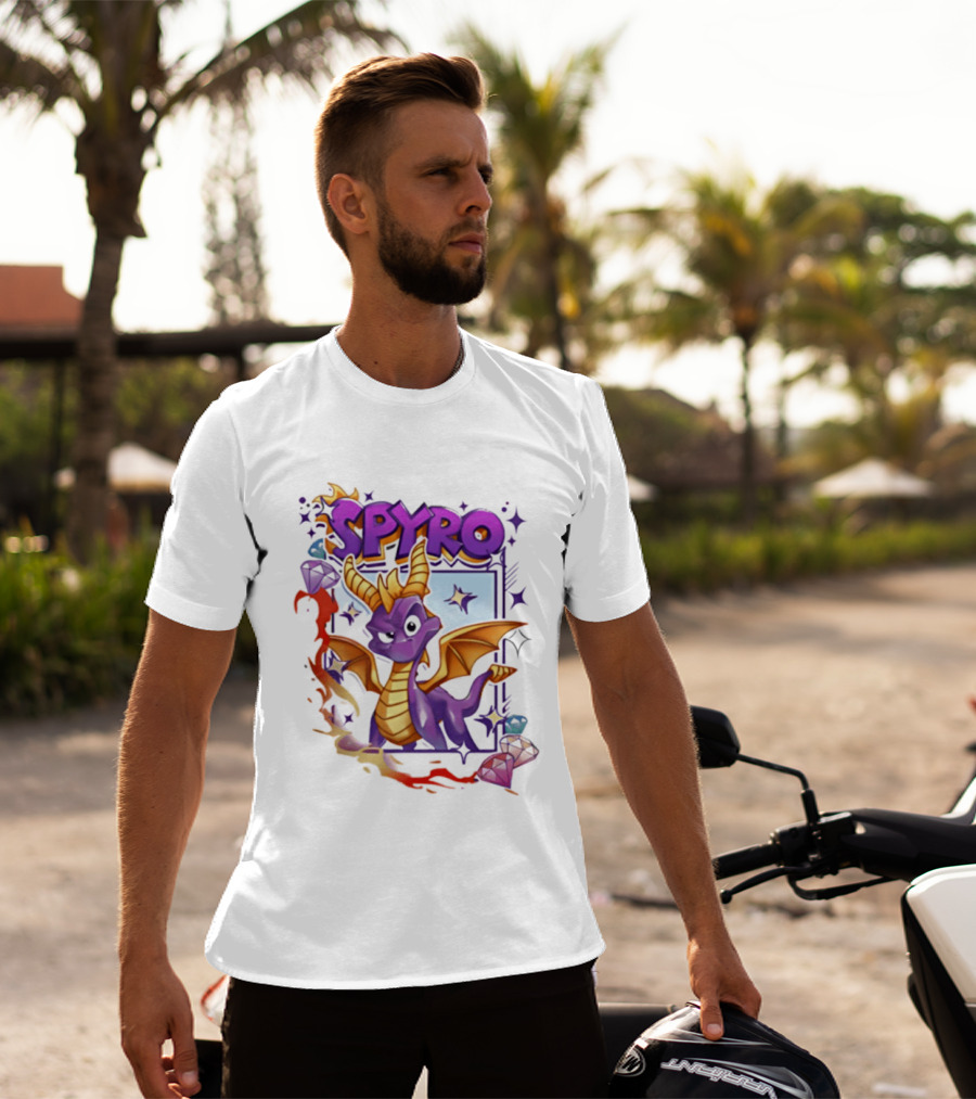 Spyro Purple Dragon Cartoon Polaroid Adventure T-Shirt