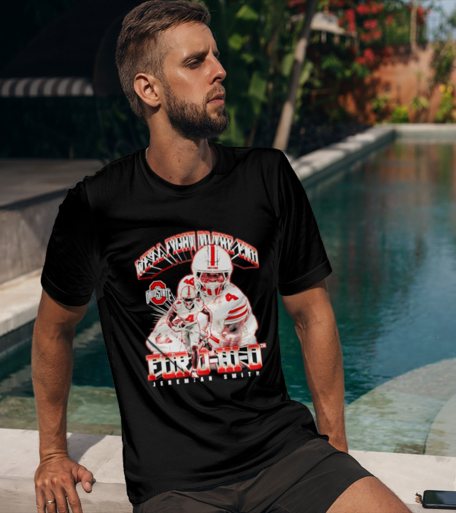 NCAA Ohio State Buckeyes Jeremiah Smith For O H I O We'll Fight To The End Player 4 T-Shirt