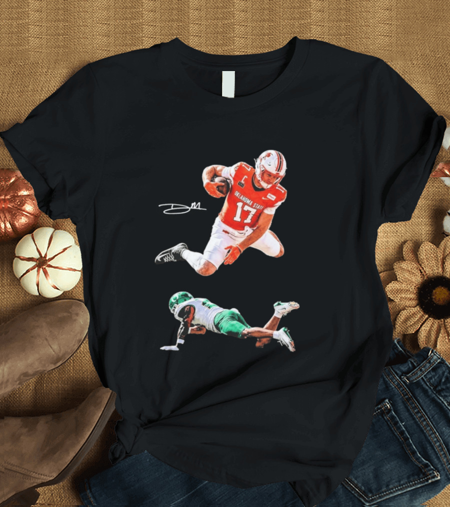 Oklahoma State Football Player Leap Over Oregon Opponent T-Shirt