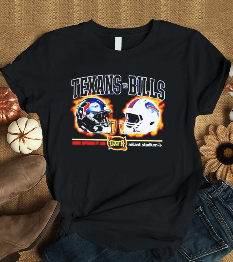Texans Bills Helmet Showdown Vintage Style Game Day Football T-Shirt