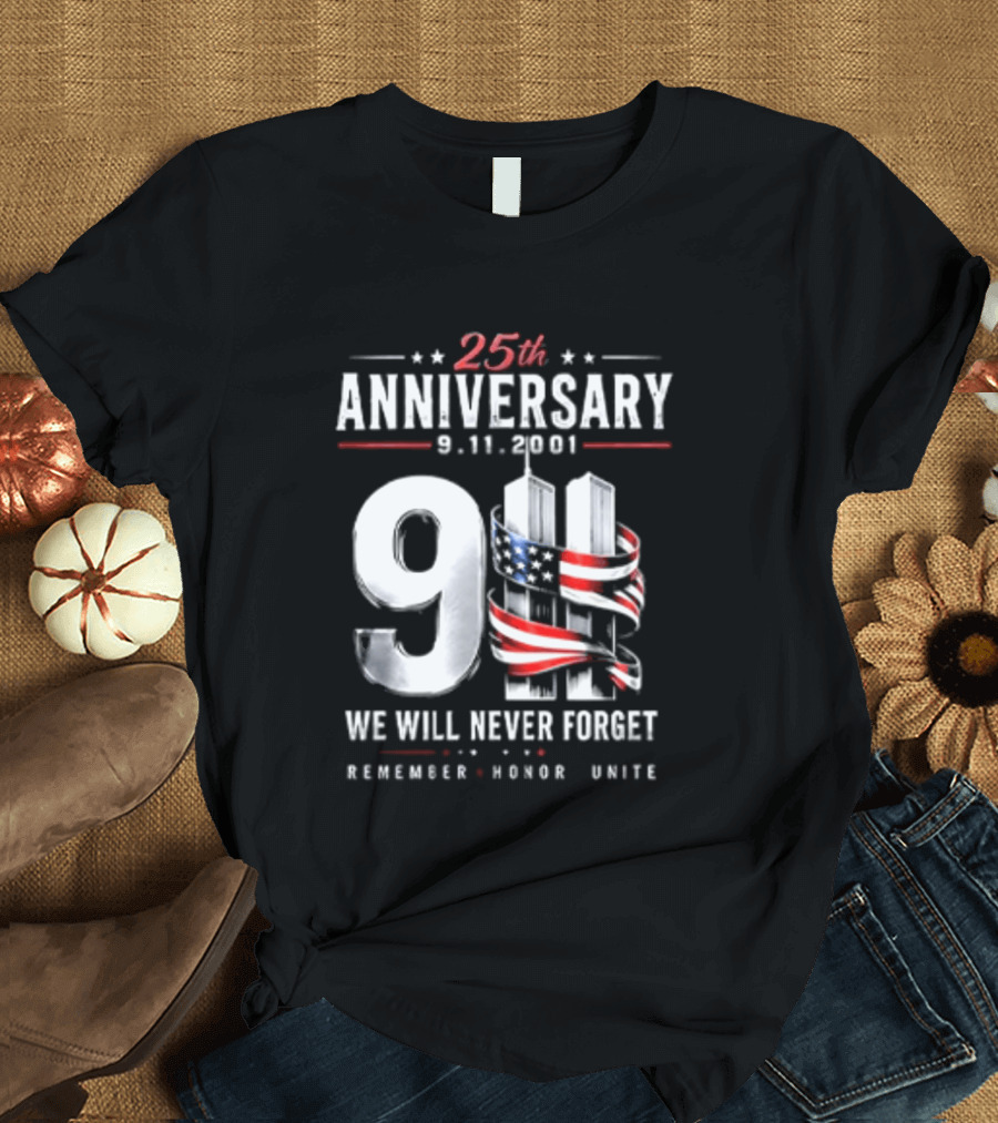 NYPD New York Yankees 2026 25th Anniversary 9 11 We Will Never Forget Remember Honor Unite T-Shirt