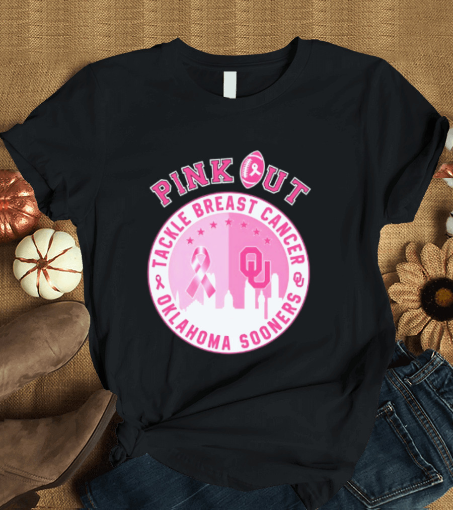 Oklahoma Sooners Pink Out Tackle Breast Cancer Football NCAA T-Shirt