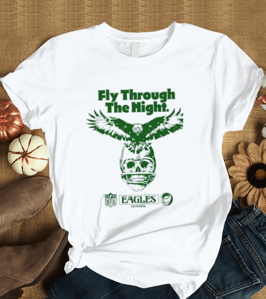 Philadelphia Eagles Fly Through The Night Grateful Dead Football Collaboration T-Shirt