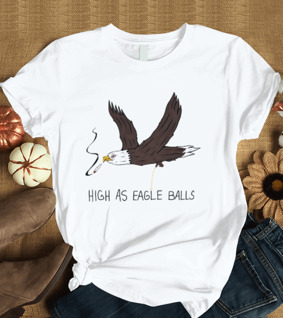 High As Eagle Balls Smoking Eagle Meme T-Shirt