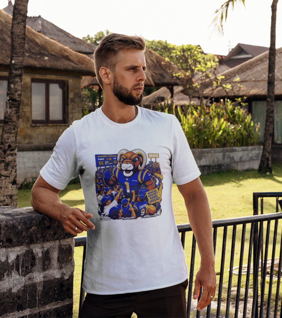 Rams House Rampage Cartoon Scoreboard Los Angeles Whose House T-Shirt