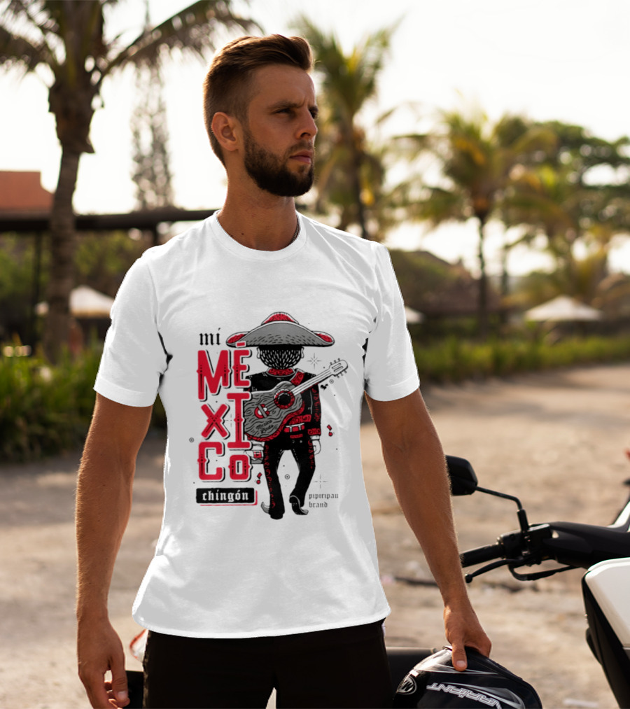 Mi Mexico Chingon Mexico Lindo Pipiripau Brand Traditional Charro Guitar T-Shirt