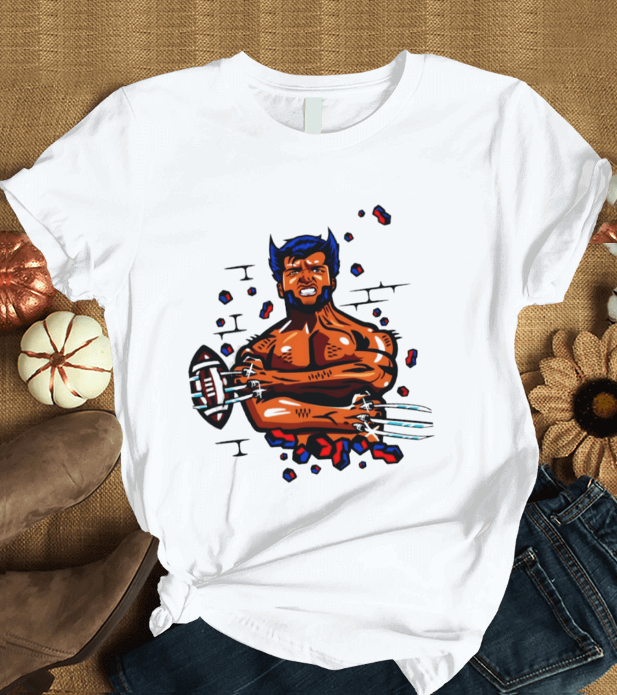 Marvel Wolverine Football Caricature Bold Comic T-Shirt