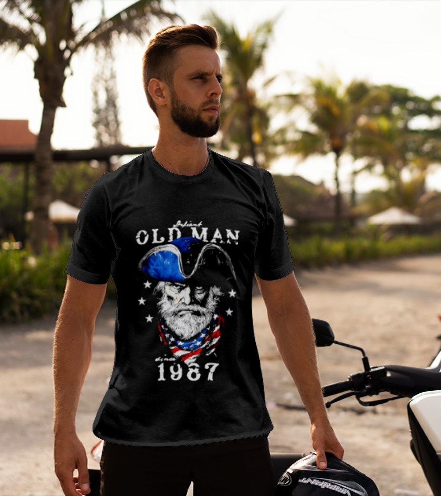 Old Man 1987 Patriotic Eagle And Stars T-Shirt