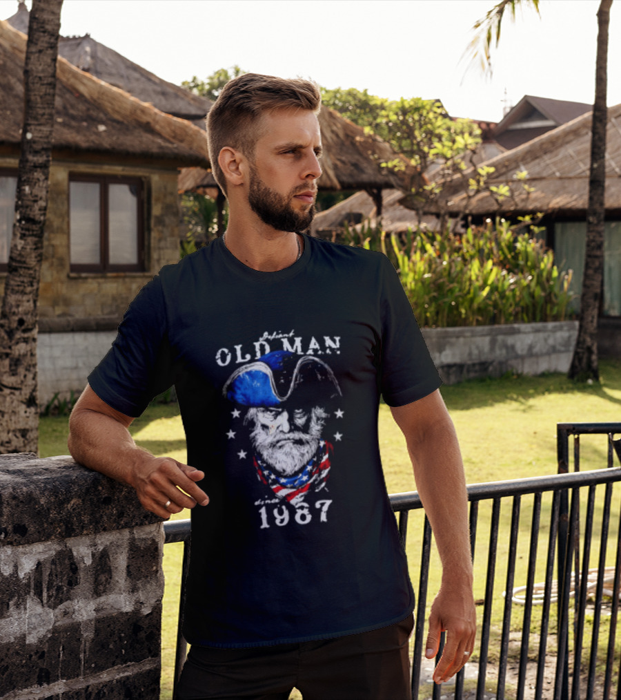 Old Man 1987 Patriotic Eagle And Stars T-Shirt