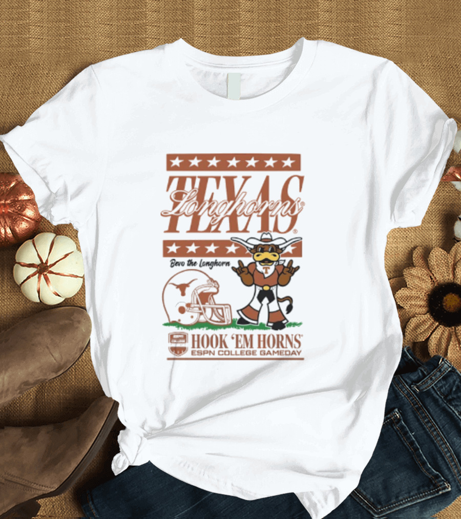 Texas Longhorns Bevo The Longhorn Hook 'Em Horns ESPN College Gameday 2026 T-Shirt