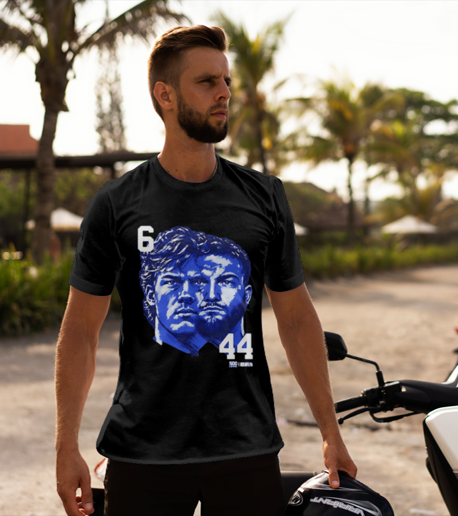 Jaxson Dart Cam Skattebo 6 44 New York Giants Face Morph Sports Fan T-Shirt