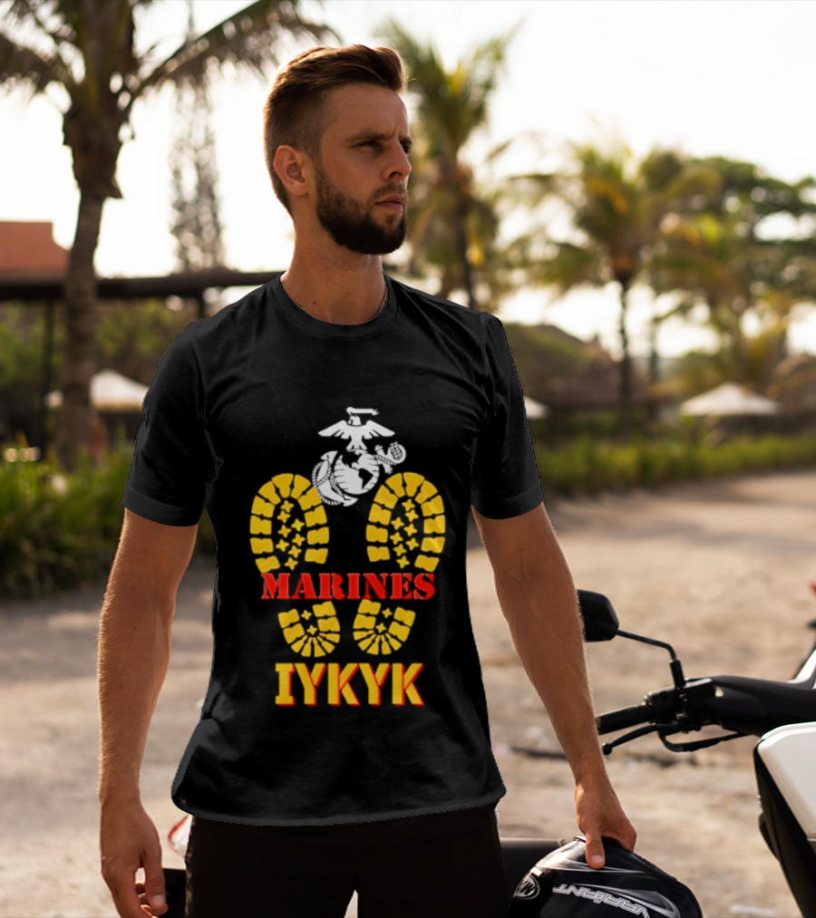 Marines IYKYK USMC Eagle Globe Anchor Boot Print T-Shirt