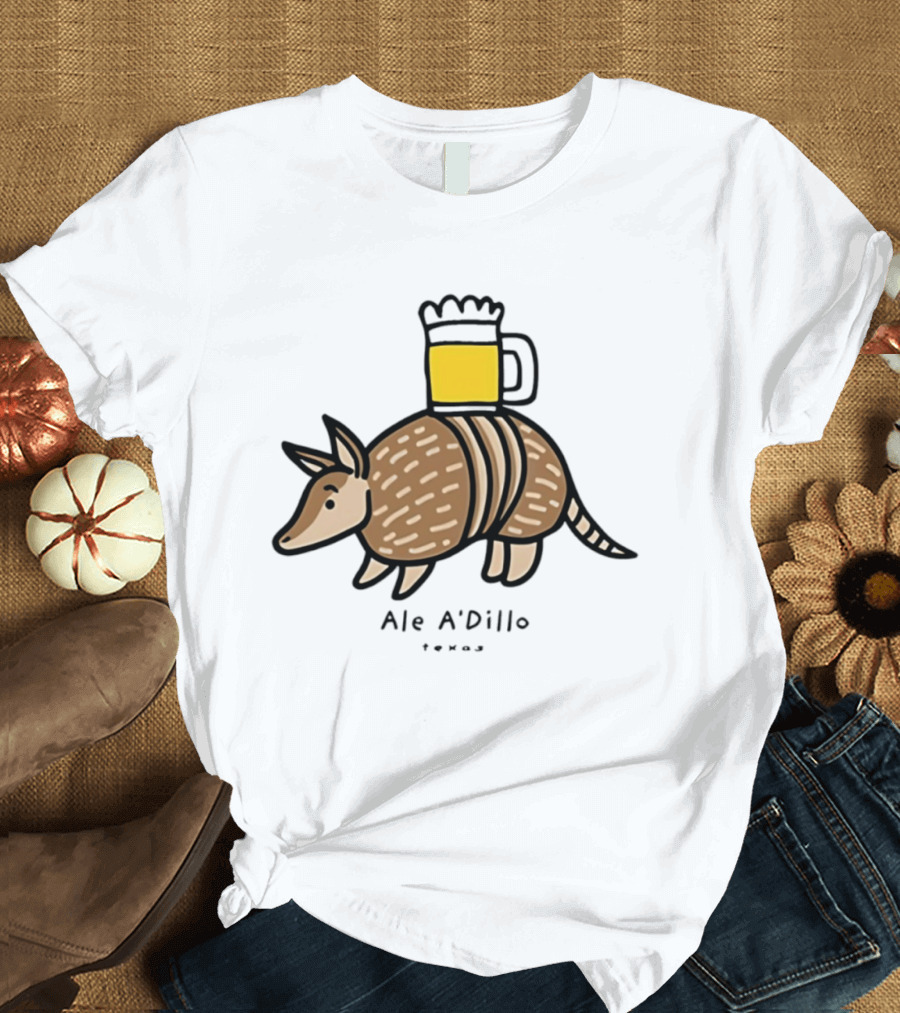 Ale A'Dillo Texas Armadillo With Beer T-Shirt