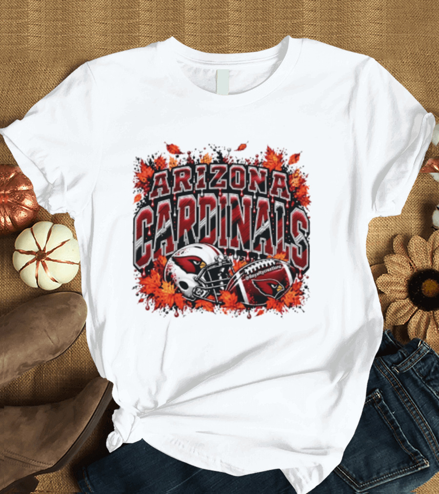 Arizona Cardinals Football Helmet Autumn Leaves 2026 T-Shirt