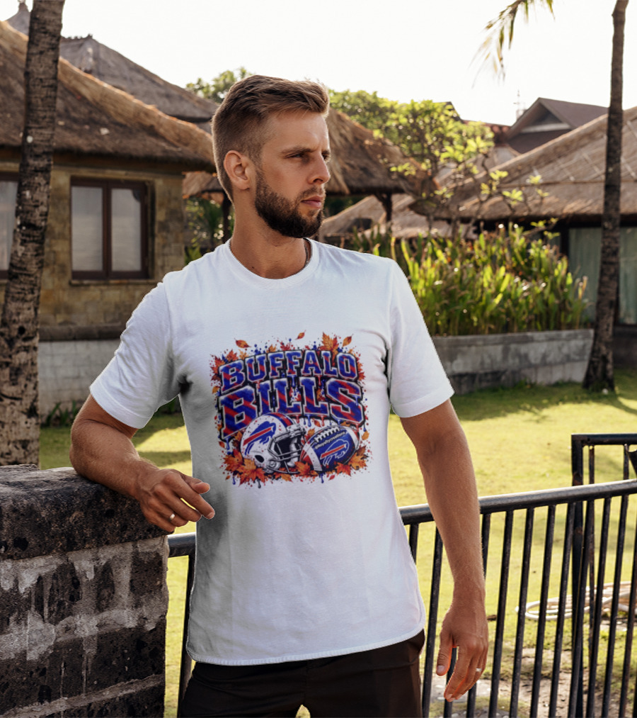 Buffalo Bills Helmet Fall Leaves Football Spirit T-Shirt