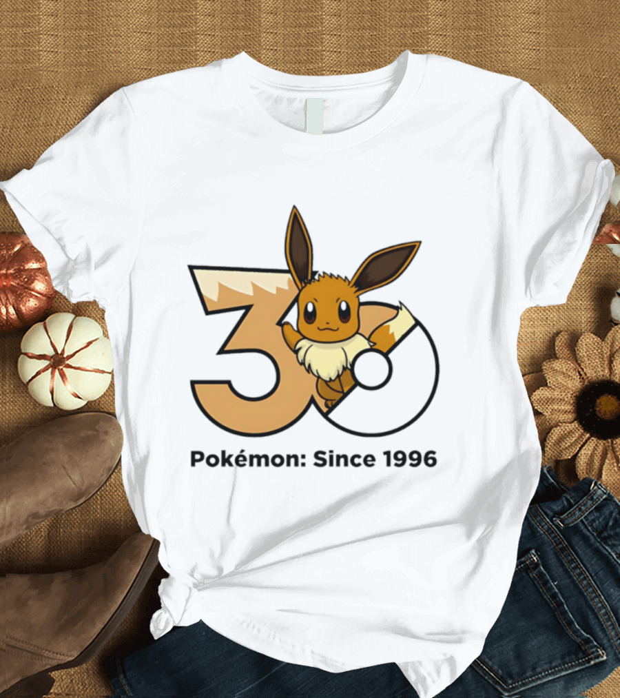 Eevee Pokémon 30th Anniversary Since 1996 Celebration T-Shirt