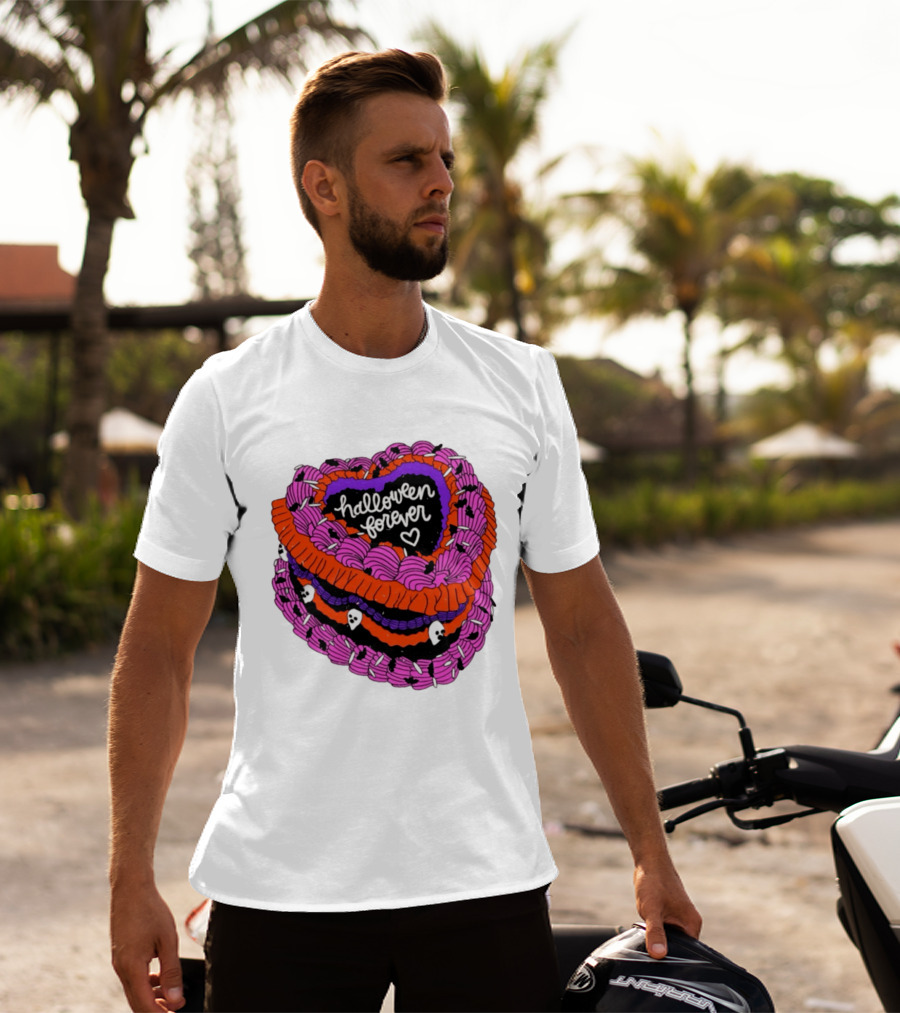 Halloween Forever Heart Cake Spooky Goth Aesthetic Skeleton Decor T-Shirt