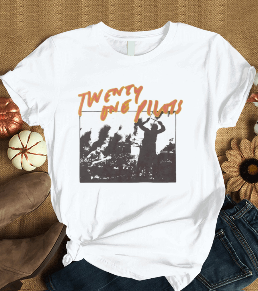 Twenty One Pilots Live Photo Silhouette Drummer Stage Performance T-Shirt