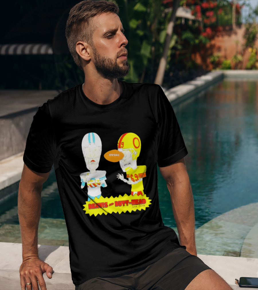 Beavis And Butt Head Football Parody Player Cartoons MTV Series 90s Humor T-Shirt
