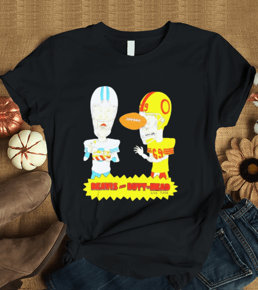 Beavis And Butt Head Football Parody Player Cartoons MTV Series 90s Humor T-Shirt