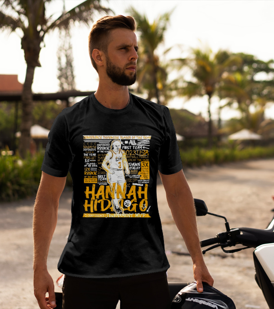 Hannah Hidalgo 2023 NCAA Conference Defensive Player Of The Year Tournament MVP Rookie Team Honors T-Shirt