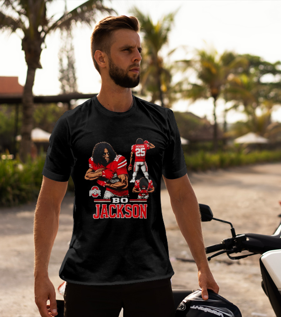 Ohio State Buckeyes Bo Jackson Football Player 25 Red Jersey T-Shirt