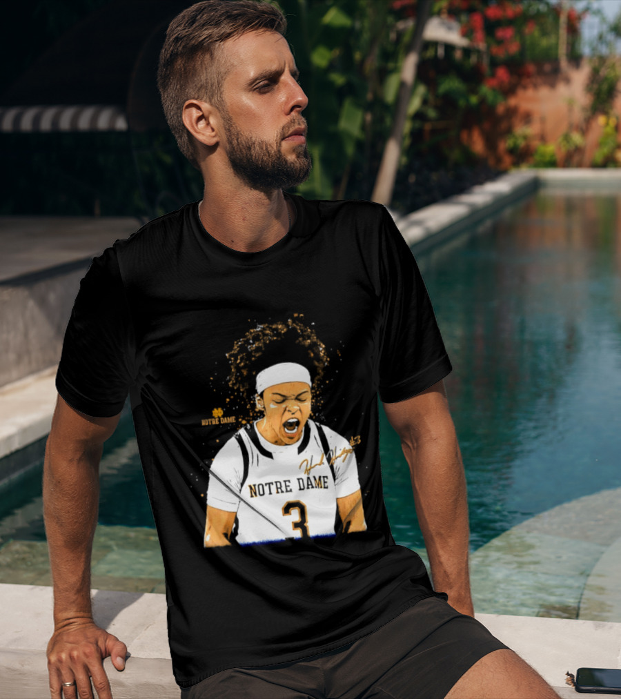 Notre Dame Basketball Hannah Hidalgo Caricature Number 3 NCAA Women's Player T-Shirt