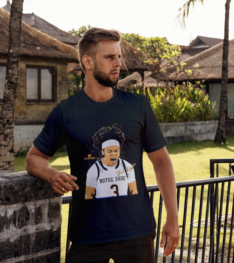 Notre Dame Basketball Hannah Hidalgo Caricature Number 3 NCAA Women's Player T-Shirt