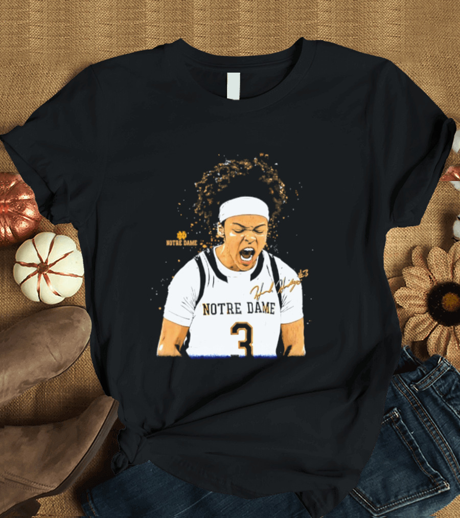 Notre Dame Basketball Hannah Hidalgo Caricature Number 3 NCAA Women's Player T-Shirt