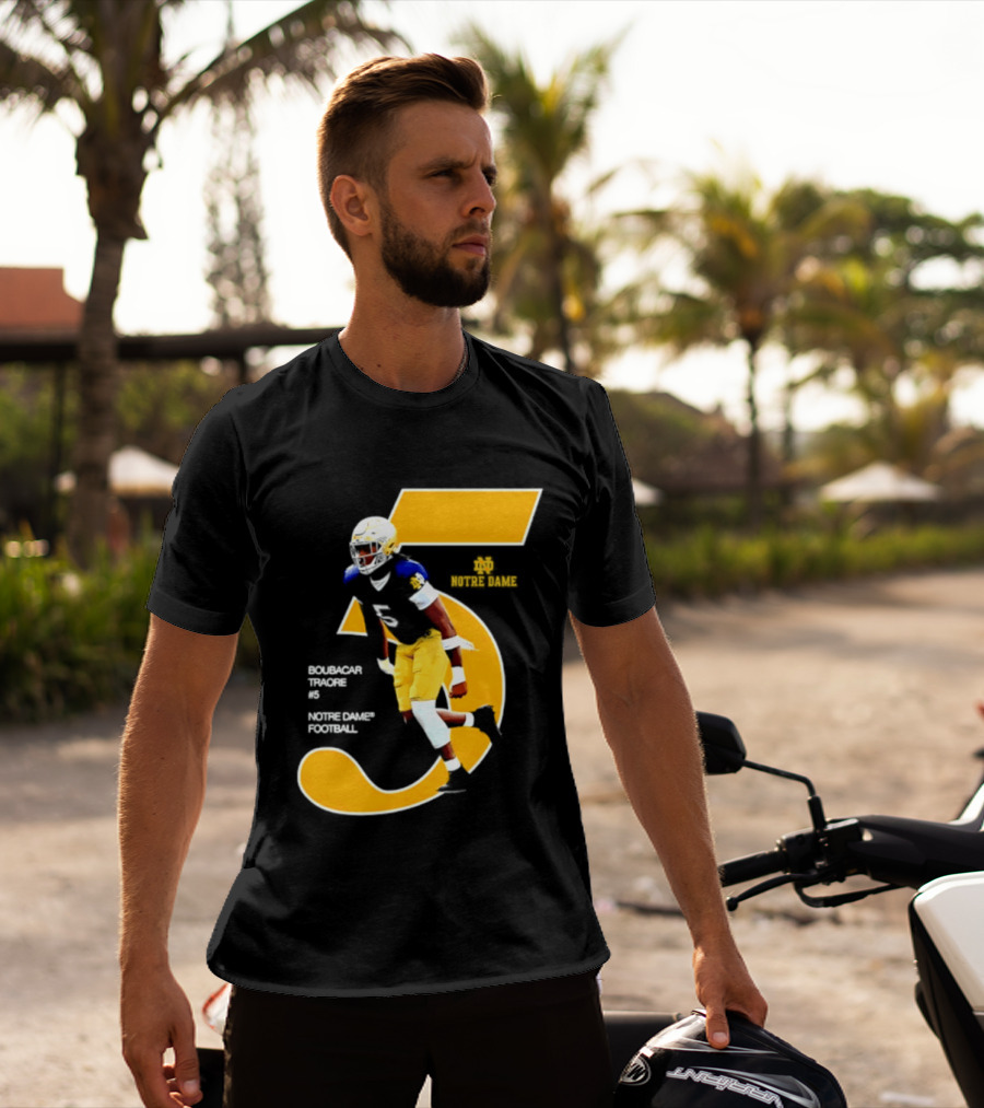 Boubacar Traore 5 Notre Dame Football Player NCAA Iconic Number T-Shirt