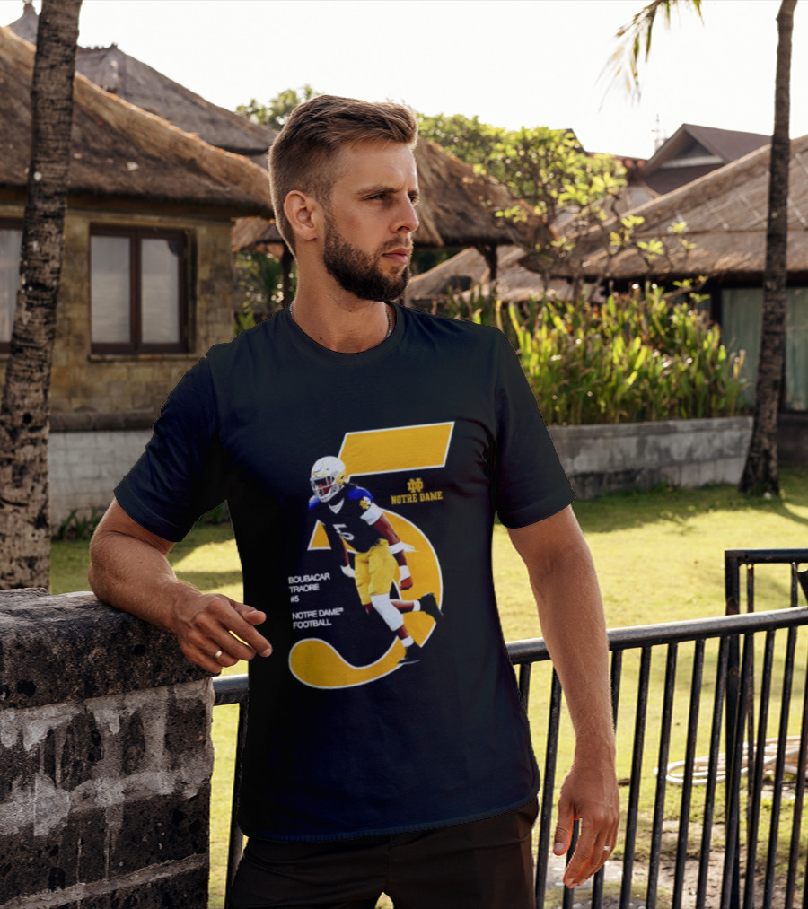 Boubacar Traore 5 Notre Dame Football Player NCAA Iconic Number T-Shirt