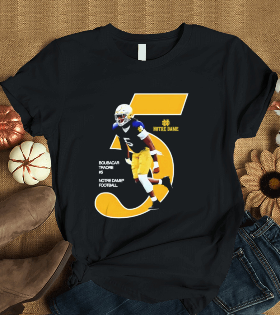 Boubacar Traore 5 Notre Dame Football Player NCAA Iconic Number T-Shirt