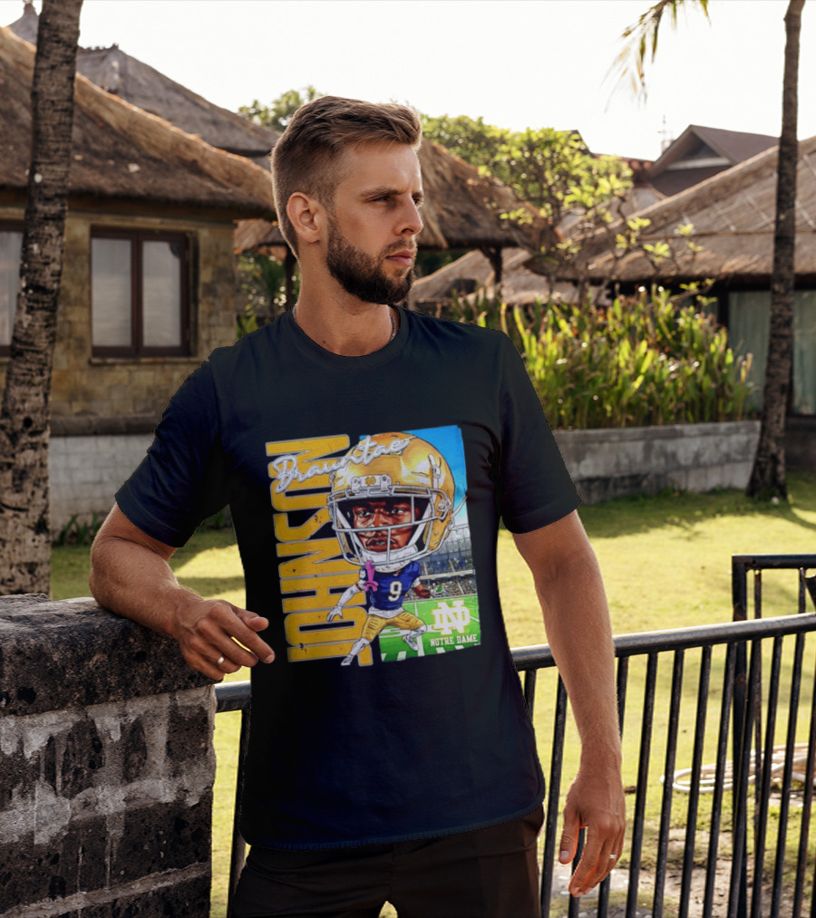 Notre Dame NCAA Football Brauntae Johnson 9 Caricature T-Shirt