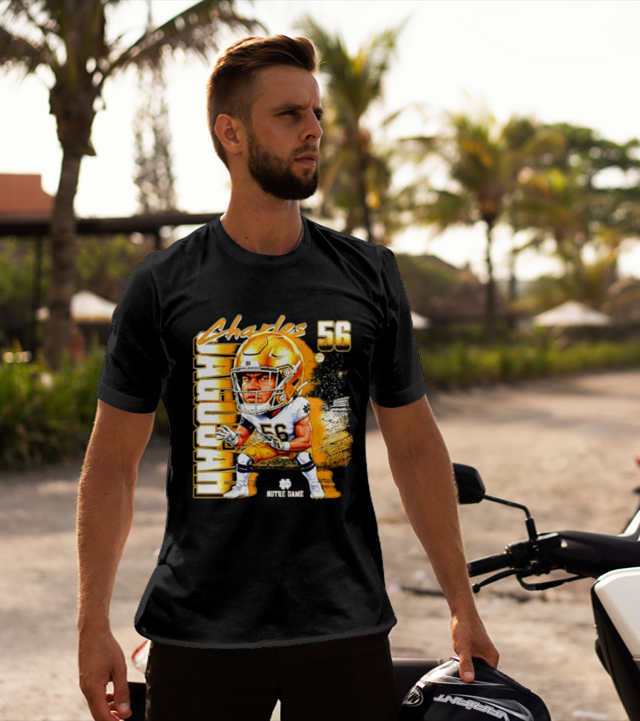 Charles Jagusah 56 Notre Dame Player NCAA Football Caricature T-Shirt