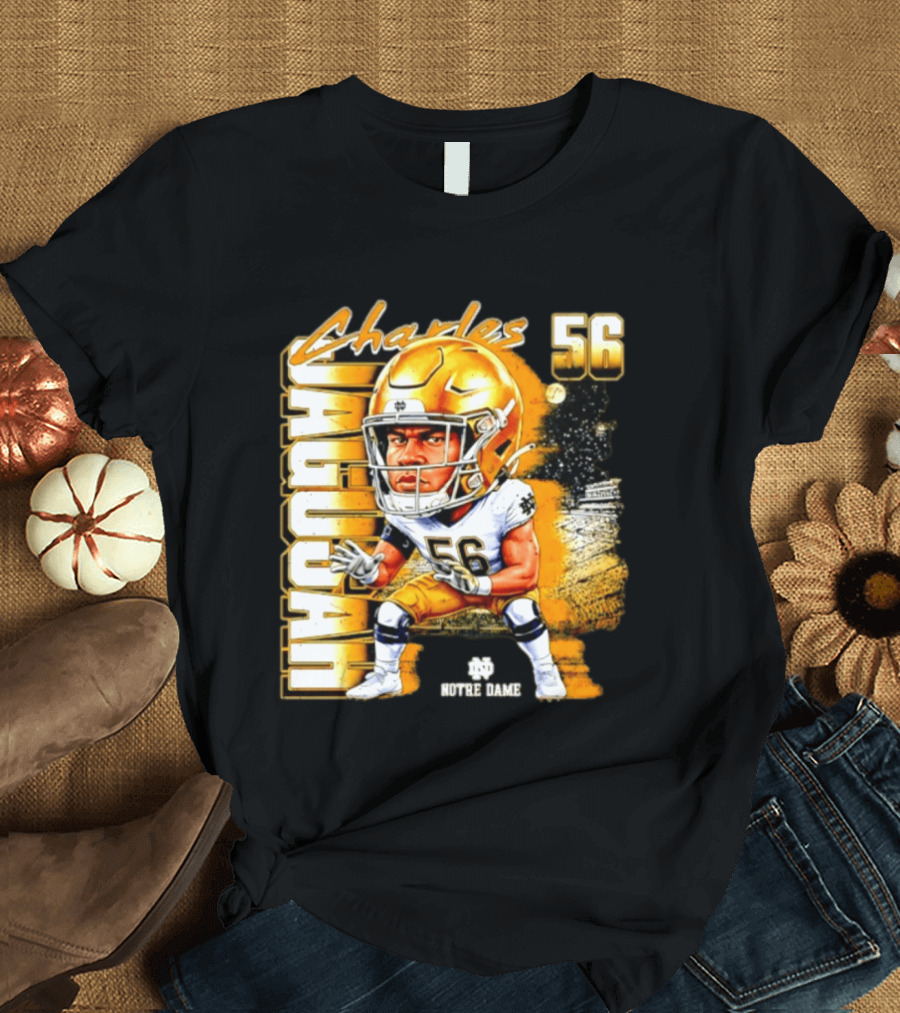 Charles Jagusah 56 Notre Dame Player NCAA Football Caricature T-Shirt