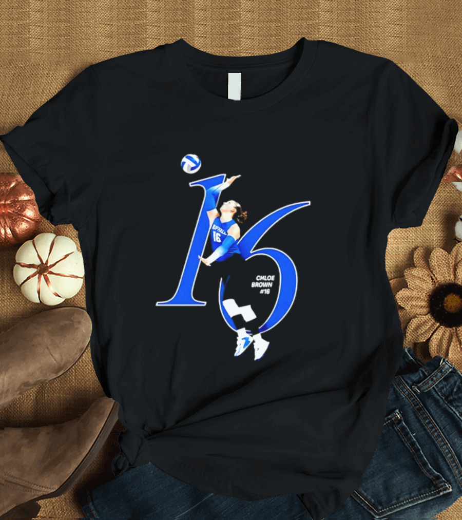 Chloe Brown 16 Buffalo Bulls NCAA Volleyball Player Action Pose T-Shirt