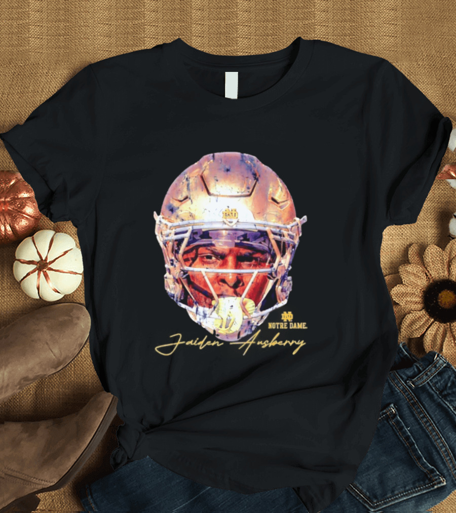 Notre Dame NCAA Football Helmet Jaiden Ausberry Swag Head T-Shirt