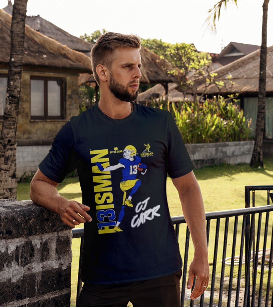 Notre Dame Football CJ Carr Heisman 13 NCAA T-Shirt