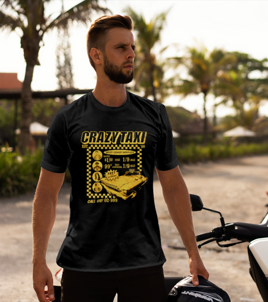 Crazy Taxi EST 99 West Coast Services Fast And Dependable Racing Action T-Shirt