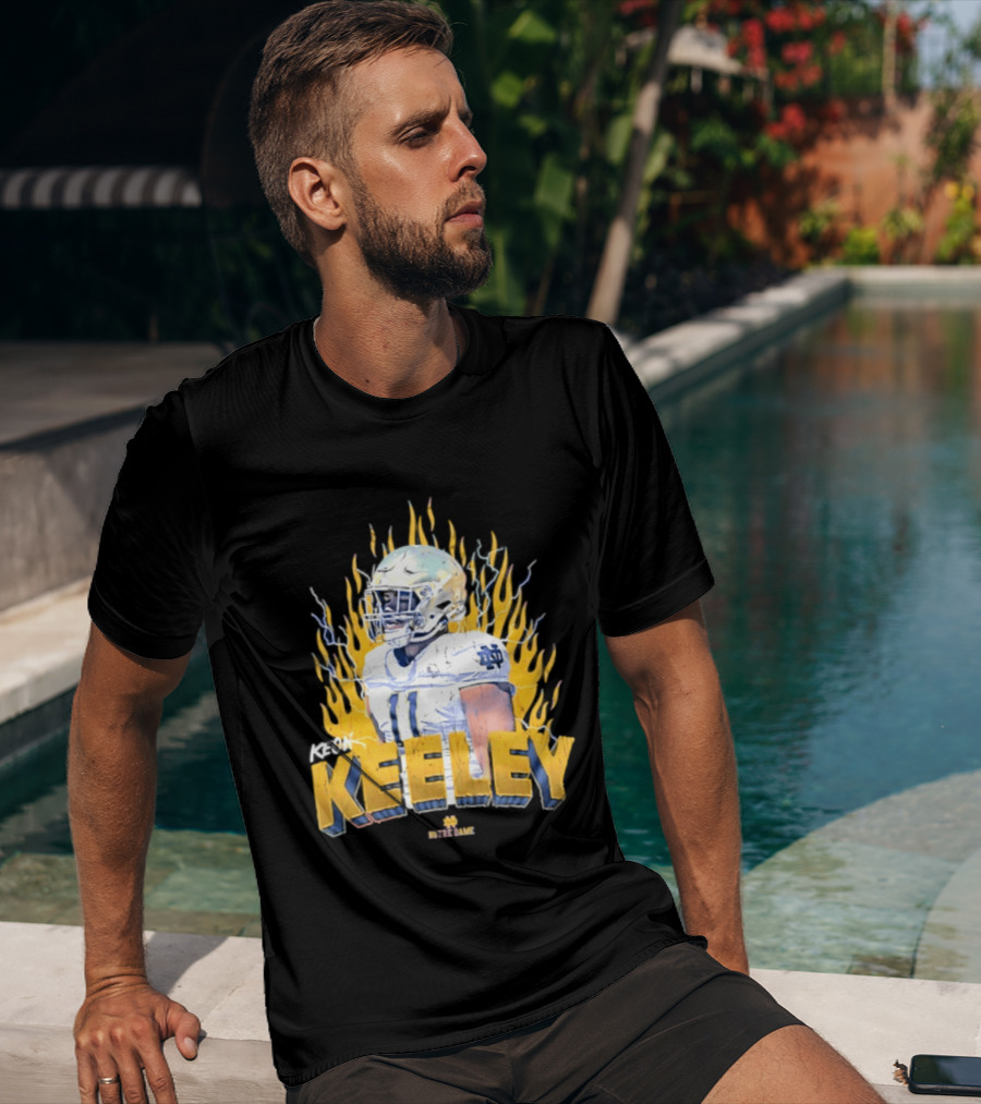 Notre Dame Football Keeley 11 NCAA Player Name Flame Burst T-Shirt