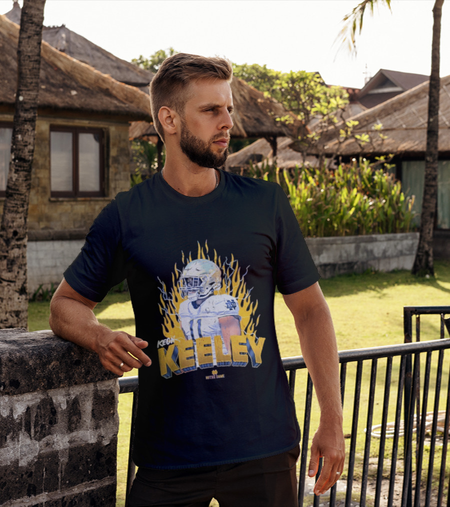 Notre Dame Football Keeley 11 NCAA Player Name Flame Burst T-Shirt
