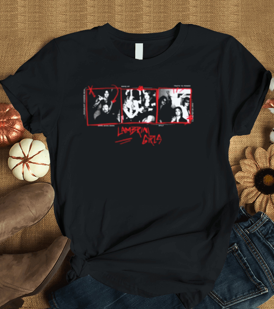Lambrini Girls Shop No Refunds Black Punk Collage Explicit Notices T-Shirt