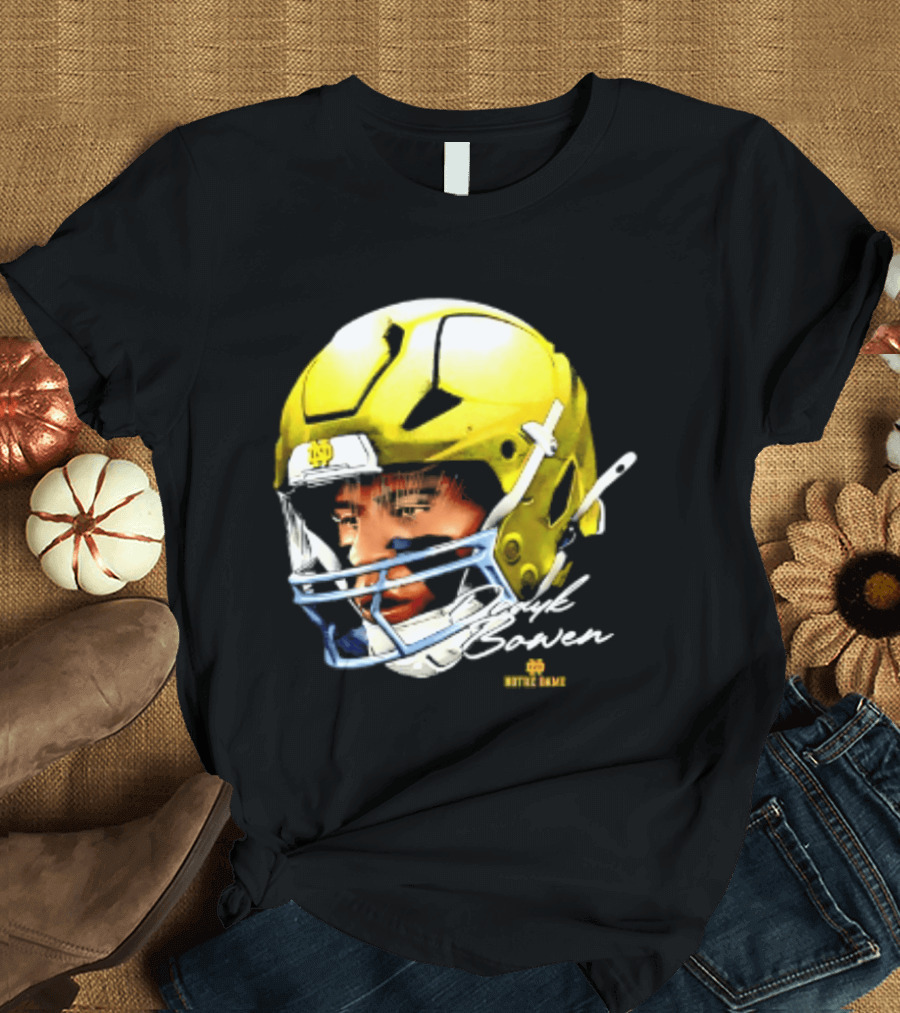 Notre Dame Drayk Bowen NCAA Football Headgear Fan Gear T-Shirt