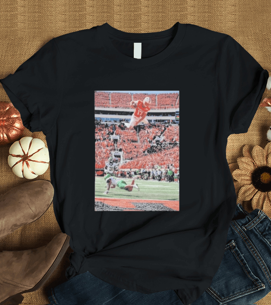 Drew Mestemaker Air Mesty Football Jumping Action 17 Stadium Scene T-Shirt