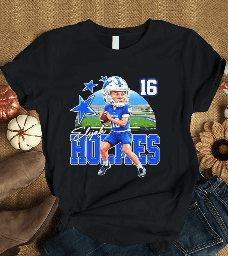 Elijah Holmes 16 Buffalo Bulls NCAA Football Caricature T-Shirt