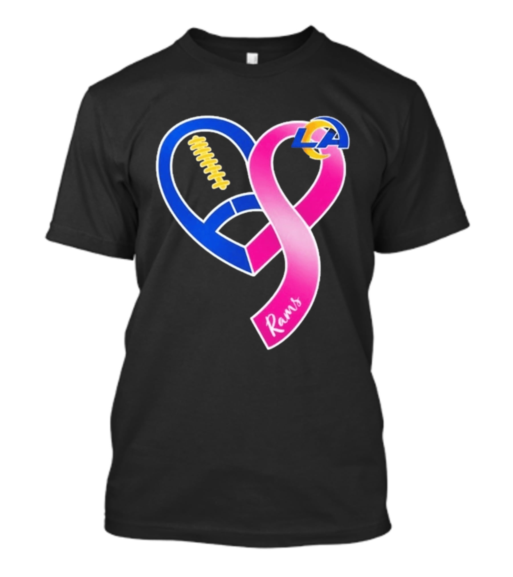 Los Angeles Rams Breast Cancer Awareness LA Ribbon Heart 2026 T-Shirt
