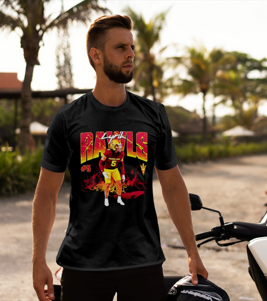 Lyrik Rawls #5 Arizona State Football Player Graphic With Sun Devils T-Shirt