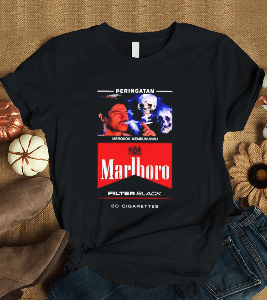 Marlboro Filter Black Peringatan Merokok Membunuhmu 50 Cigarettes T-Shirt