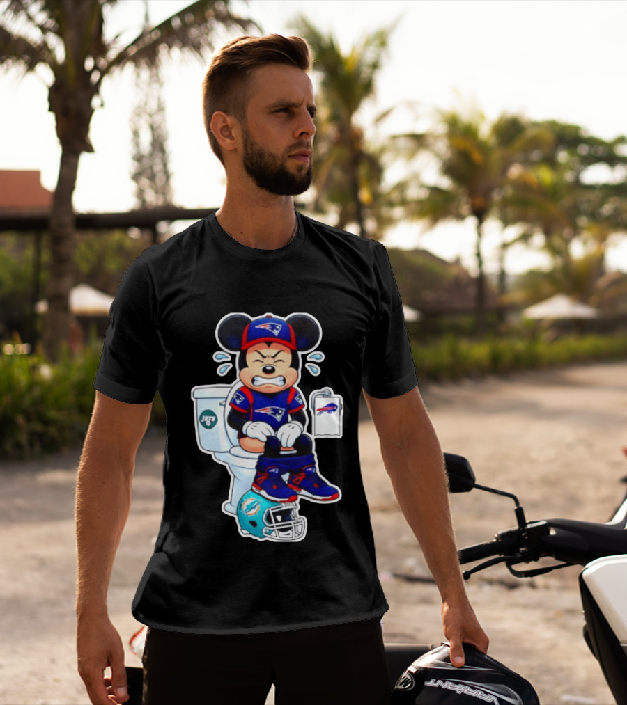 Mickey Patriots Jets Bills Dolphins Toilet Humor Football T-Shirt