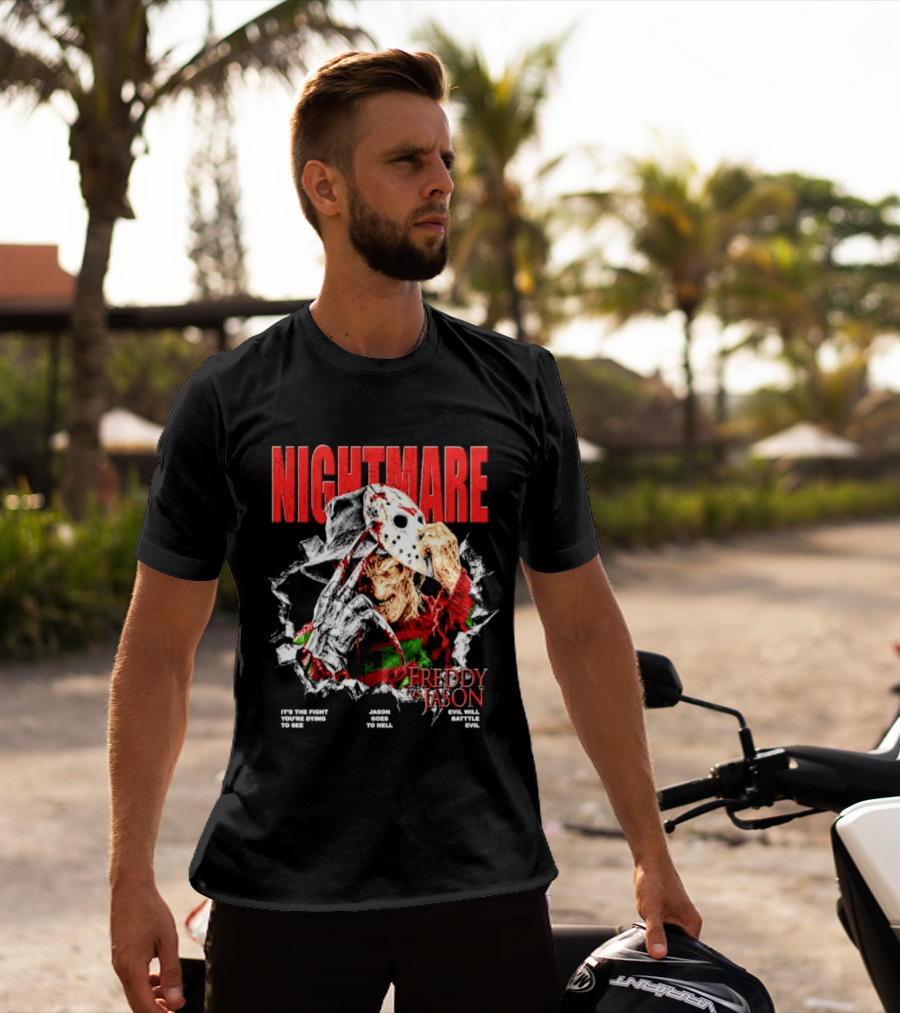 Nightmare Freddy Vs Jason Evil Battle Halloween Fight You're Dying To See T-Shirt